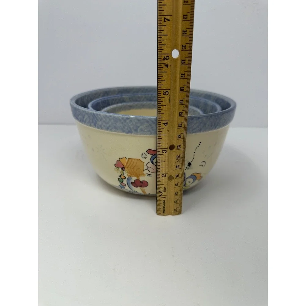 Vital Unit Ceramic Snowman Nesting Mixing Bowls Set Of 3 Christmas U0